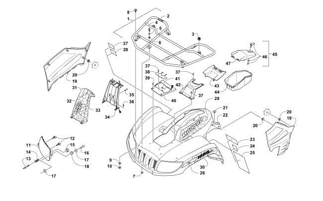Parts Diagram for Arctic Cat 2016 1000 MUD PRO SE EPS ATV FRONT RACK, BODY PANEL, AND HEADLIGHT ASSEMBLIES