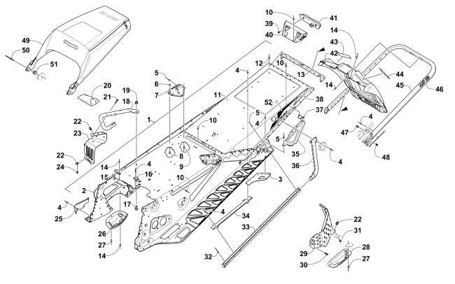 Parts Diagram for Arctic Cat 2016 ZR 6000 LXR ES SNOWMOBILE TUNNEL, REAR BUMPER, AND SNOWFLAP ASSEMBLY