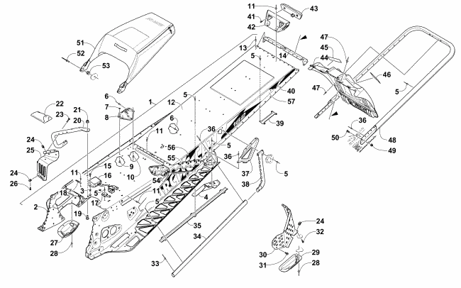 Parts Diagram for Arctic Cat 2016 M 9000 LTD 162 SNOWMOBILE TUNNEL, REAR BUMPER, AND SNOWFLAP ASSEMBLY
