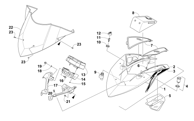 Parts Diagram for Arctic Cat 2016 XF 9000 HIGH COUNTRY LTD 141 SNOWMOBILE WINDSHIELD AND INSTRUMENTS ASSEMBLIES