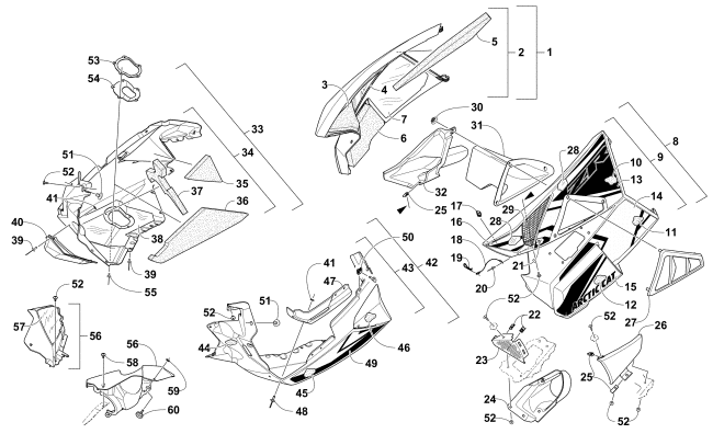 Parts Diagram for Arctic Cat 2016 ZR 9000 SNO PRO 137 SNOWMOBILE SKID PLATE AND SIDE PANEL ASSEMBLY