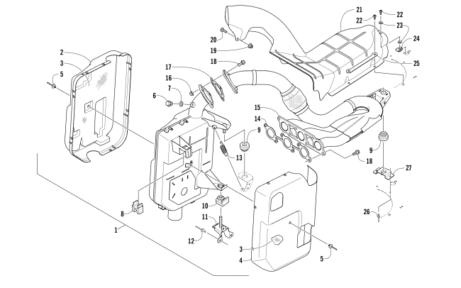 Parts Diagram for Arctic Cat 2018 PANTERA 7000 SNOWMOBILE EXHAUST ASSEMBLY