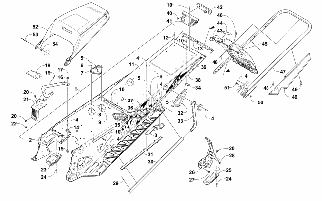 Parts Diagram for Arctic Cat 2016 ZR 8000 LTD 137 ES SNOWMOBILE TUNNEL, REAR BUMPER, AND SNOWFLAP ASSEMBLY