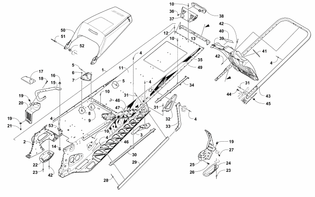 Parts Diagram for Arctic Cat 2016 M 8000 LTD 162 ES SNOWMOBILE TUNNEL, REAR BUMPER, AND SNOWFLAP ASSEMBLY