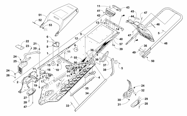 Parts Diagram for Arctic Cat 2016 XF 9000 HIGH COUNTRY LTD 141 SNOWMOBILE TUNNEL, REAR BUMPER, AND SNOWFLAP ASSEMBLY