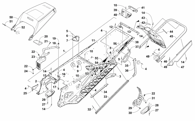 Parts Diagram for Arctic Cat 2016 ZR 6000 LTD 137 ES SNOWMOBILE TUNNEL, REAR BUMPER, AND SNOWFLAP ASSEMBLY