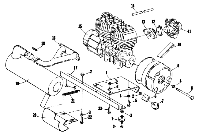 Parts Diagram for Arctic Cat 1977 JAG SNOWMOBILE ENGINE MOUNTING PARTS