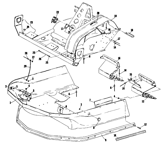 Parts Diagram for Arctic Cat 1977 JAG SNOWMOBILE BELLY PAN AND FRONT FRAME