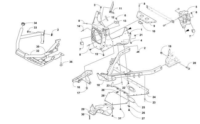 Parts Diagram for Arctic Cat 2016 ZR 9000 LTD 137 SNOWMOBILE FRONT BUMPER AND FRAME ASSEMBLY