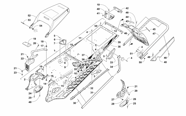 Parts Diagram for Arctic Cat 2016 ZR 9000 129 LTD SNOWMOBILE TUNNEL, REAR BUMPER, AND SNOWFLAP ASSEMBLY