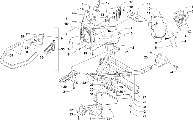 Parts Diagram for Arctic Cat 2016 ZR 7000 SNO PRO 137 SNOWMOBILE FRONT BUMPER AND FRAME ASSEMBLY