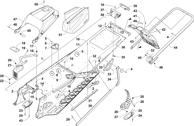 Parts Diagram for Arctic Cat 2016 XF 8000 CROSSTREK ES 137 SNOWMOBILE TUNNEL, REAR BUMPER, AND SNOWFLAP ASSEMBLY