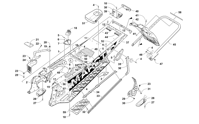 Parts Diagram for Arctic Cat 2016 ZR 7000 RR 129 SNOWMOBILE TUNNEL, REAR BUMPER, AND SNOWFLAP ASSEMBLY
