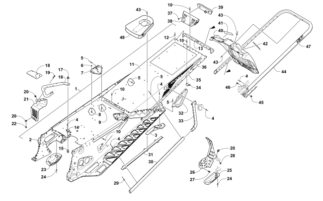 Parts Diagram for Arctic Cat 2016 ZR 8000 SNO PRO 137 SNOWMOBILE TUNNEL, REAR BUMPER, AND SNOWFLAP ASSEMBLY