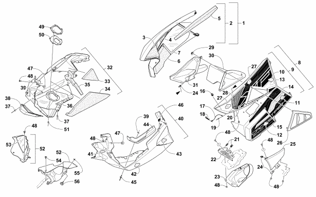Parts Diagram for Arctic Cat 2016 XF 9000 CROSSTREK 137 SNOWMOBILE SKID PLATE AND SIDE PANEL ASSEMBLY