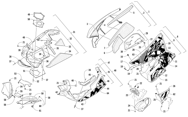Parts Diagram for Arctic Cat 2017 ZR 6000 LTD ES 129 SNOWMOBILE SKID PLATE AND SIDE PANEL ASSEMBLY