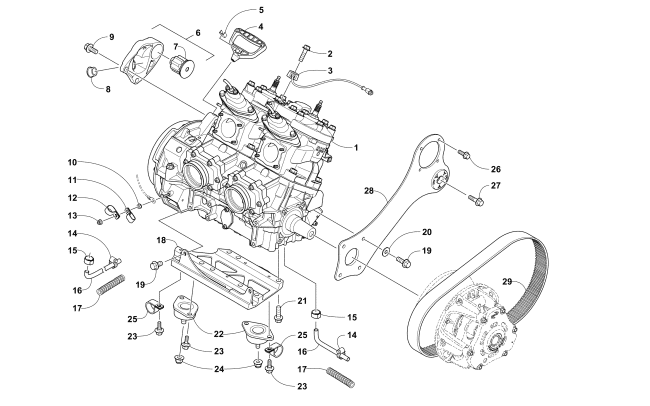 Parts Diagram for Arctic Cat 2017 M 6000 SE ES 141 SNOWMOBILE ENGINE AND RELATED PARTS