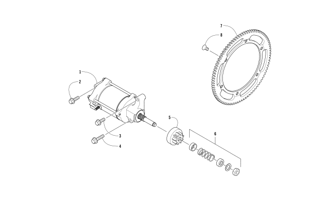 Parts Diagram for Arctic Cat 2018 XF 8000 HIGH COUNTRY LTD ES 141 SNOWMOBILE STARTER MOTOR ASSEMBLY