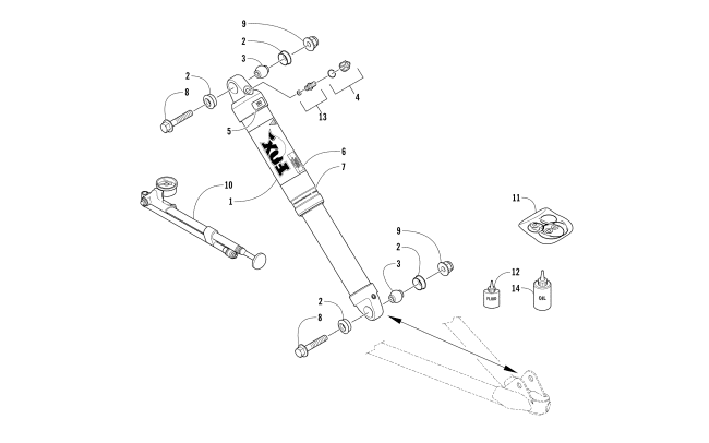 Parts Diagram for Arctic Cat 2017 M 8000 SNO PRO 153 SNOWMOBILE FRONT SUSPENSION SHOCK ABSORBER