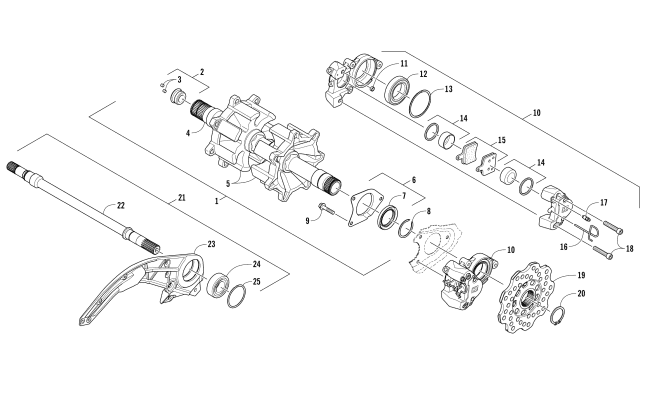 Parts Diagram for Arctic Cat 2018 XF 9000 HIGH COUNTRY LTD 141 SNOWMOBILE DRIVE TRAIN SHAFTS AND BRAKE ASSEMBLIES