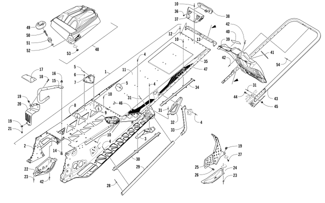 Parts Diagram for Arctic Cat 2017 M 8000 MOUNTAIN CAT 162 SNOWMOBILE TUNNEL, REAR BUMPER, AND SNOWFLAP ASSEMBLY