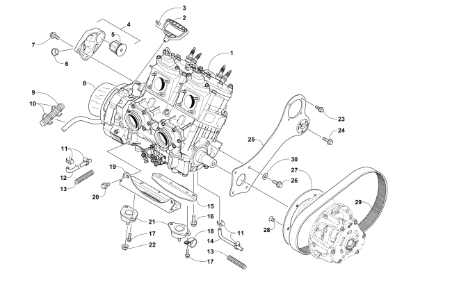 Parts Diagram for Arctic Cat 2017 M 8000 HARD CORE MOUNTAIN CAT 153 EARLY BUILD SNOWMOBILE ENGINE AND RELATED PARTS