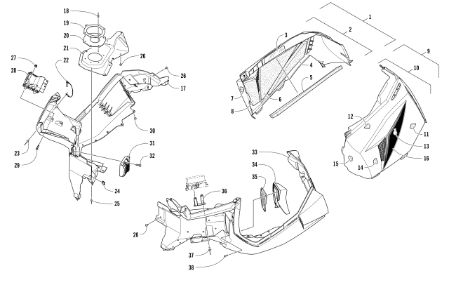 Parts Diagram for Arctic Cat 2017 PANTERA 7000 XT LTD SNOWMOBILE SKID PLATE AND SIDE PANEL ASSEMBLY
