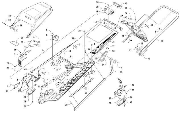 Parts Diagram for Arctic Cat 2017 XF 6000 HIGH COUNTRY LTD ES 141 SNOWMOBILE TUNNEL, REAR BUMPER, AND SNOWFLAP ASSEMBLY