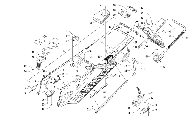 Parts Diagram for Arctic Cat 2017 ZR 6000 SNO PRO ES 129 SNOWMOBILE TUNNEL, REAR BUMPER, AND SNOWFLAP ASSEMBLY