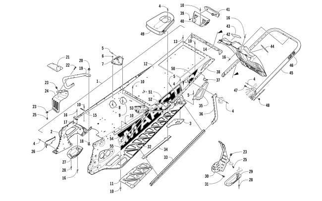 Parts Diagram for Arctic Cat 2017 ZR 6000 RR ES 129 SNOWMOBILE TUNNEL, REAR BUMPER, AND SNOWFLAP ASSEMBLY