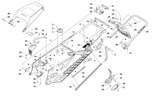 Parts Diagram for Arctic Cat 2017 ZR 6000 LXR ES 129 SNOWMOBILE TUNNEL, REAR BUMPER, AND SNOWFLAP ASSEMBLY