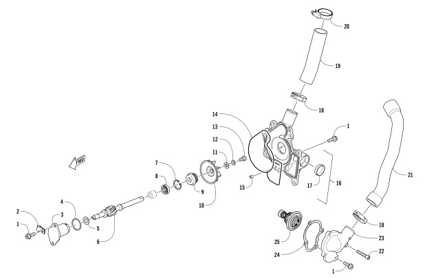 Parts Diagram for Arctic Cat 2018 ZR 6000 ES 137 SNOWMOBILE WATER PUMP AND THERMOSTAT