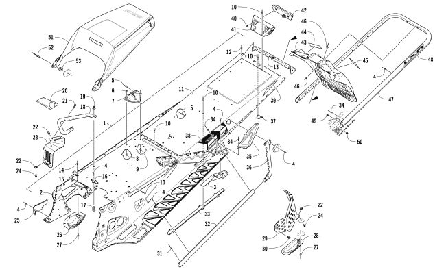 Parts Diagram for Arctic Cat 2017 ZR 6000 LXR ES 137 SNOWMOBILE TUNNEL, REAR BUMPER, AND SNOWFLAP ASSEMBLY