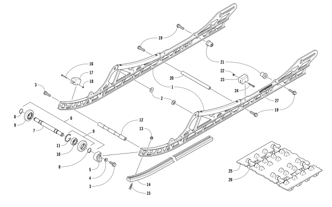 Parts Diagram for Arctic Cat 2017 XF 6000 HIGH COUNTRY 141 SNOWMOBILE SLIDE RAIL AND TRACK ASSEMBLY