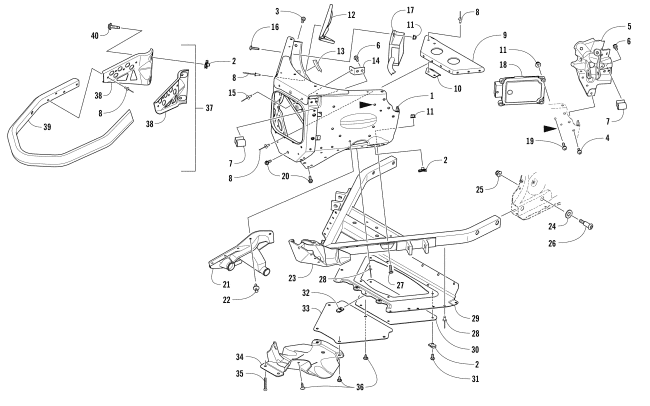 Parts Diagram for Arctic Cat 2017 PANTERA 3000 SNOWMOBILE FRONT BUMPER AND FRAME ASSEMBLY
