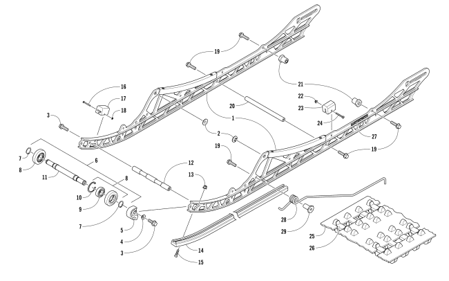 Parts Diagram for Arctic Cat 2017 M 6000 SE ES 153 SNOWMOBILE SLIDE RAIL AND TRACK ASSEMBLY
