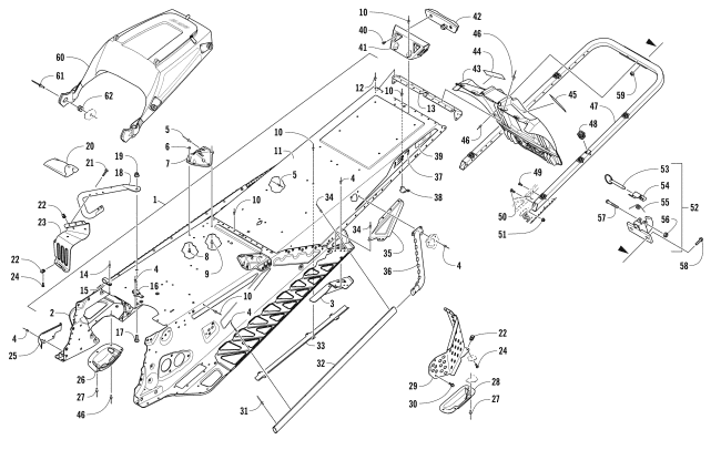 Parts Diagram for Arctic Cat 2017 XF 6000 CROSSTREK ES 137 SNOWMOBILE TUNNEL, REAR BUMPER, AND SNOWFLAP ASSEMBLY