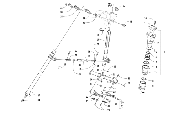 Parts Diagram for Arctic Cat 2017 XF 6000 HIGH COUNTRY 141 SNOWMOBILE STEERING POST ASSEMBLY