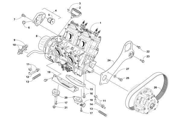 Parts Diagram for Arctic Cat 2017 M 8000 LTD ES 153 SNOWMOBILE ENGINE AND RELATED PARTS