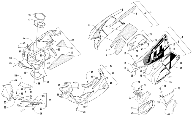 Parts Diagram for Arctic Cat 2017 M 6000 SNO PRO 153 SNOWMOBILE SKID PLATE AND SIDE PANEL ASSEMBLY