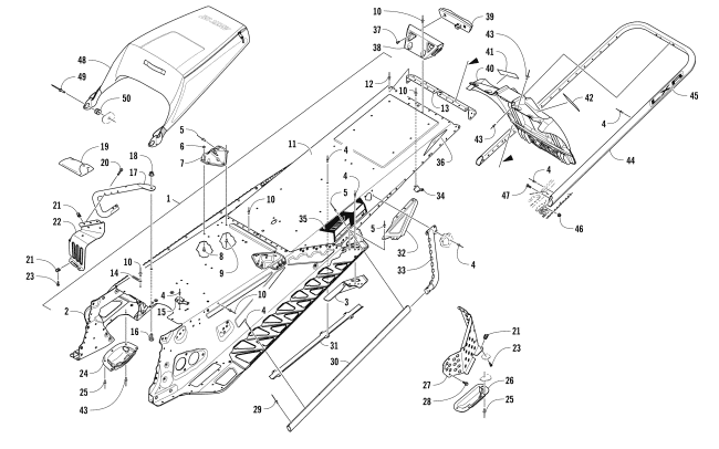 Parts Diagram for Arctic Cat 2017 ZR 5000 LXR 137 SNOWMOBILE TUNNEL, REAR BUMPER, AND SNOWFLAP ASSEMBLY