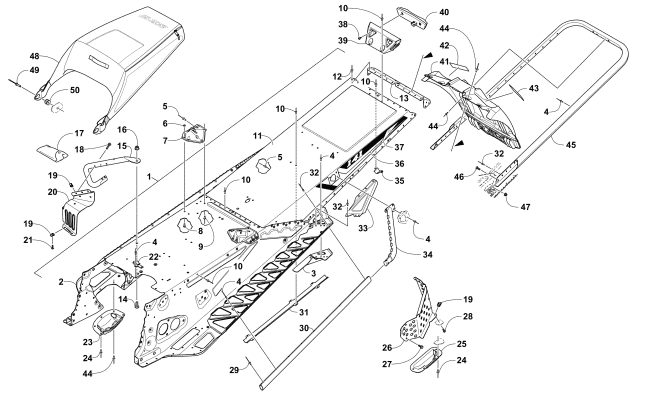 Parts Diagram for Arctic Cat 2017 XF 8000 HIGH COUNTRY LTD ES 141 SNOWMOBILE TUNNEL, REAR BUMPER, AND SNOWFLAP ASSEMBLY