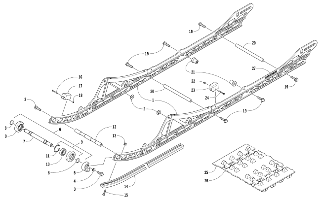 Parts Diagram for Arctic Cat 2017 XF 9000 HIGH COUNTRY LTD 153 2.2 SNOWMOBILE SLIDE RAIL AND TRACK ASSEMBLY