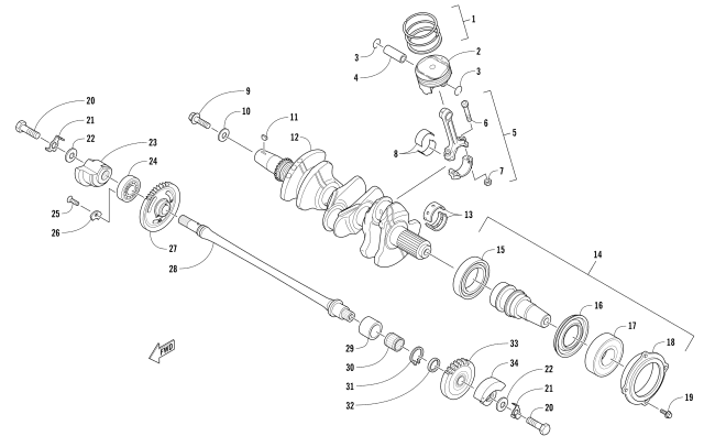 Parts Diagram for Arctic Cat 2018 XF 9000 HIGH COUNTRY LTD 141 SNOWMOBILE PISTON AND CRANKSHAFT ASSEMBLY