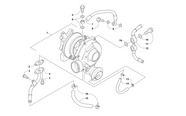 Parts Diagram for Arctic Cat 2018 ZR 9000 THUNDERCAT 137 EARLY BUILD SNOWMOBILE TURBOCHARGER ASSEMBLY