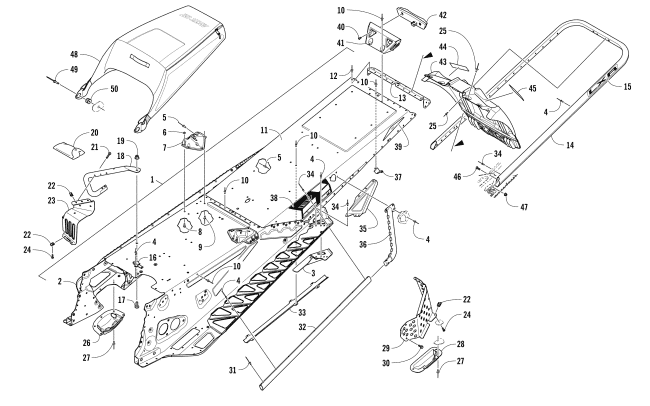 Parts Diagram for Arctic Cat 2017 ZR 8000 LXR ES 137 SNOWMOBILE TUNNEL, REAR BUMPER, AND SNOWFLAP ASSEMBLY