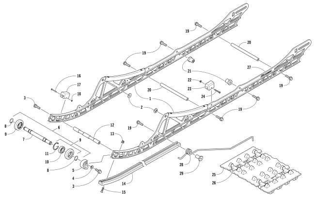 Parts Diagram for Arctic Cat 2017 M 8000 SNO PRO 153 SNOWMOBILE SLIDE RAIL AND TRACK ASSEMBLY