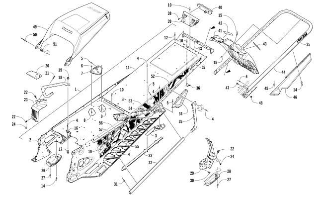 Parts Diagram for Arctic Cat 2017 ZR 8000 LTD ES 137 SNOWMOBILE TUNNEL, REAR BUMPER, AND SNOWFLAP ASSEMBLY