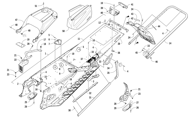 Parts Diagram for Arctic Cat 2017 XF 8000 CROSSTREK ES 137 SNOWMOBILE TUNNEL, REAR BUMPER, AND SNOWFLAP ASSEMBLY