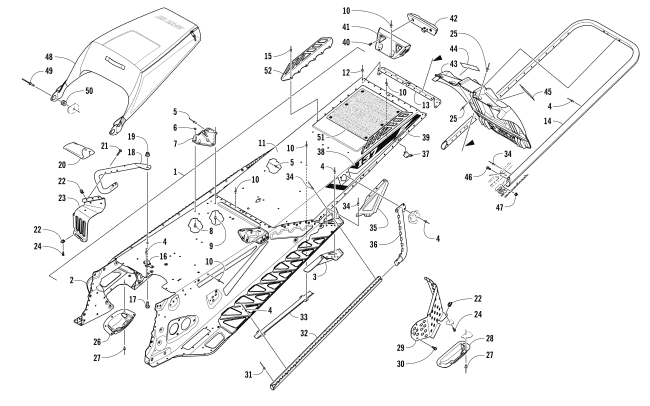 Parts Diagram for Arctic Cat 2017 XF 8000 CROSS COUNTRY LTD ES 137 SNOWMOBILE TUNNEL, REAR BUMPER, AND SNOWFLAP ASSEMBLY
